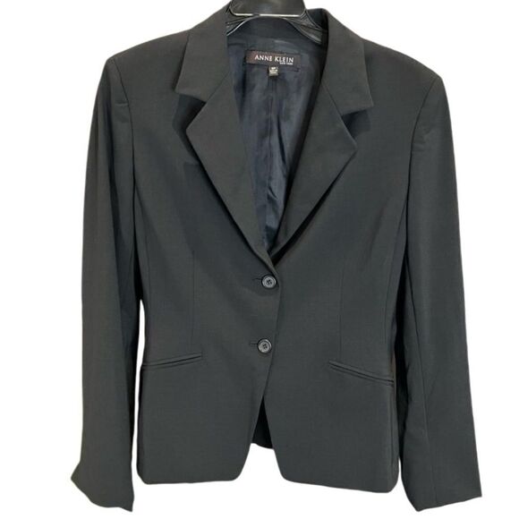 Anne Klein blazer wool blend black size 8 petite - Picture 1 of 11